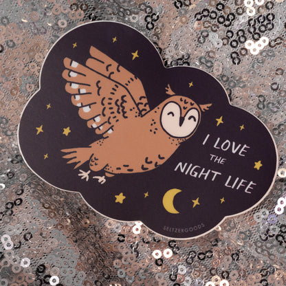 night sky and owl vinyl sticker