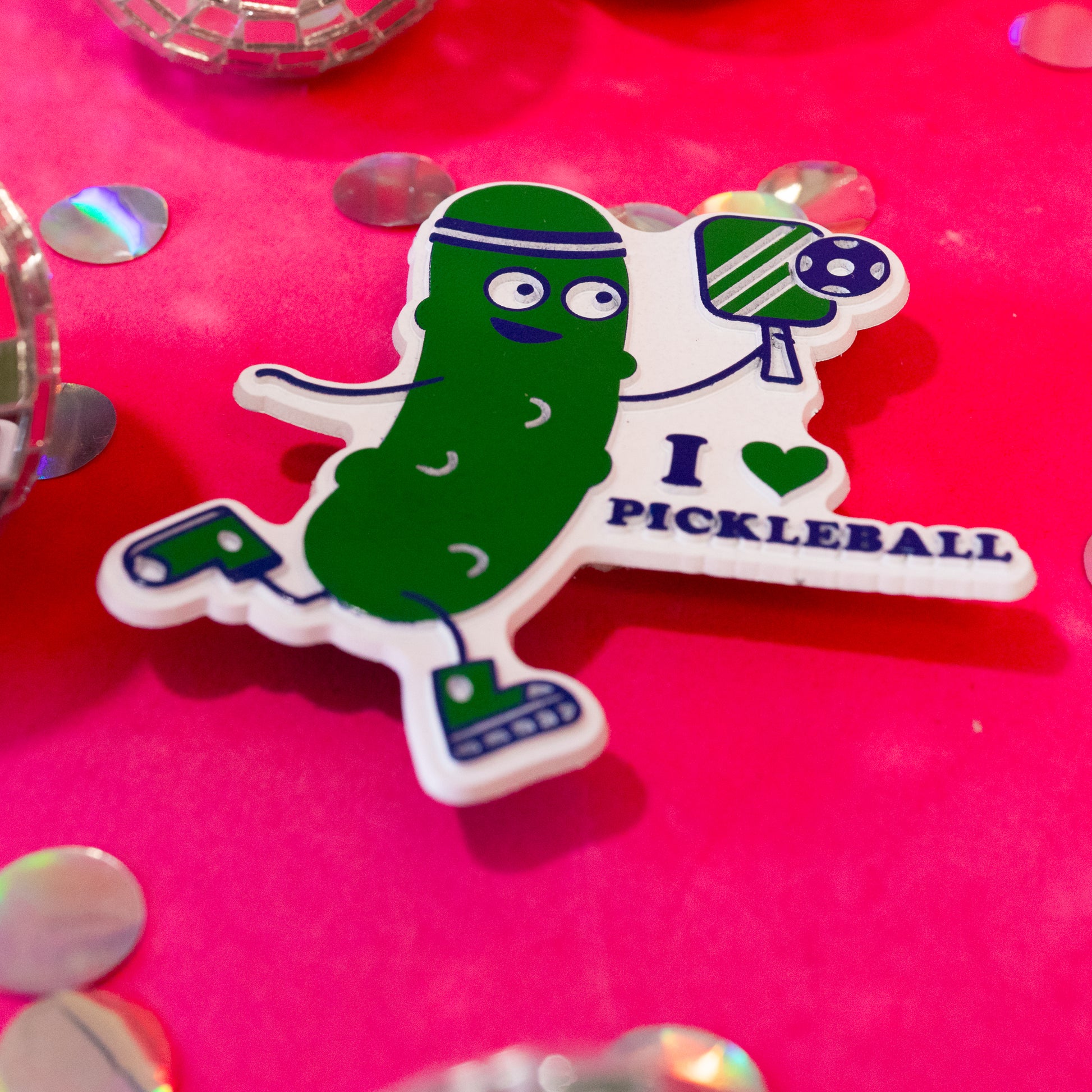 pickleball player in green and blue magnet