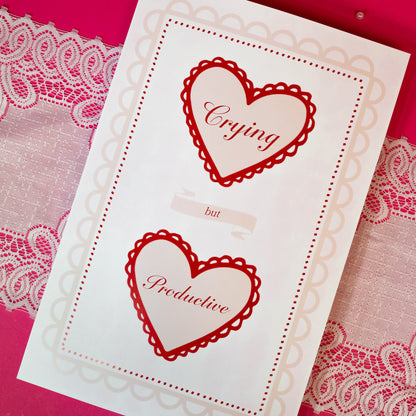 red lace hearts print