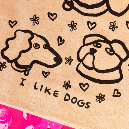 i like dogs tote bag