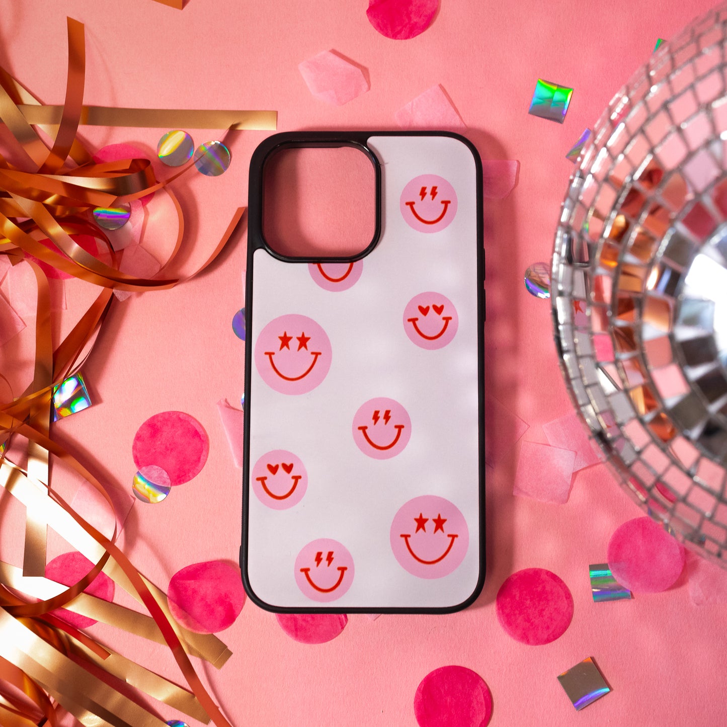 Electric Pink Smiley Phone Case