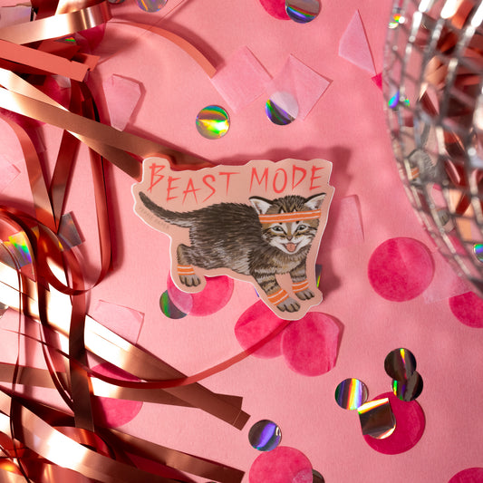 Beast Mode Kitten Vinyl Sticker