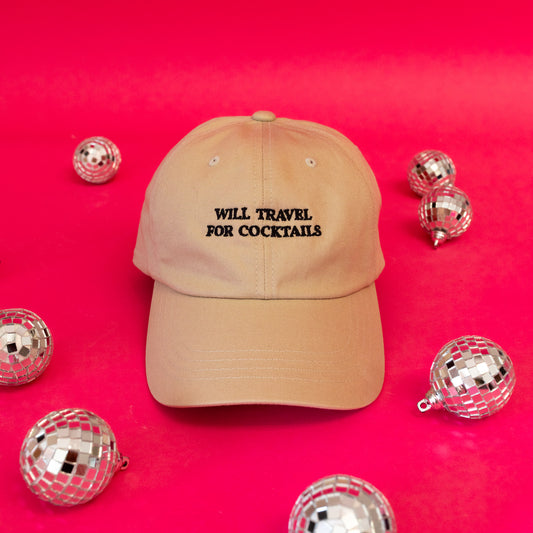 Will Travel For Cocktails Baseball Cap