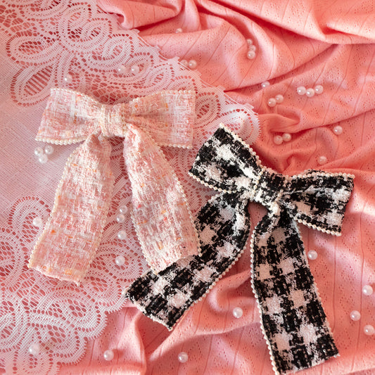 pink and white and black and white bows