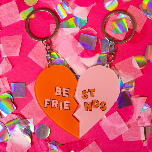 pink and orange heart keychain