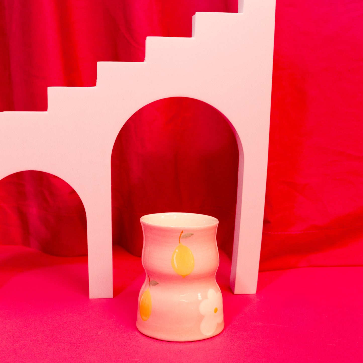 Lemon and Daisy Pink Handmade Ceramic Vase - Gasp