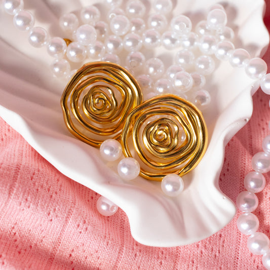 gold swirl earrings