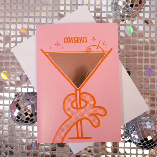 Metallic Martini Congrats Greeting Card