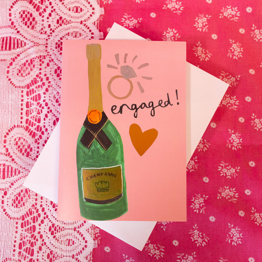 Champagne Engagement Greeting Card