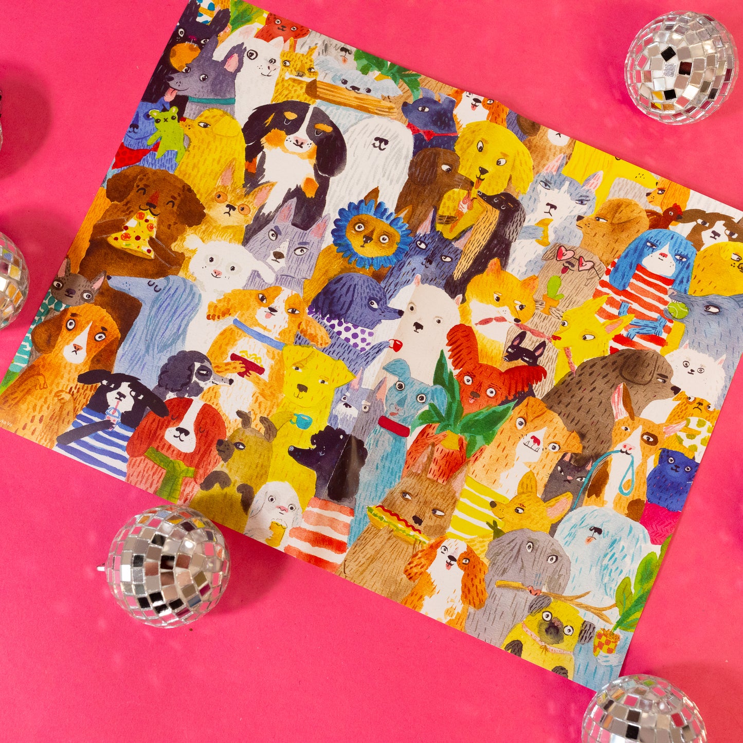 colorful dogs puzzle paper