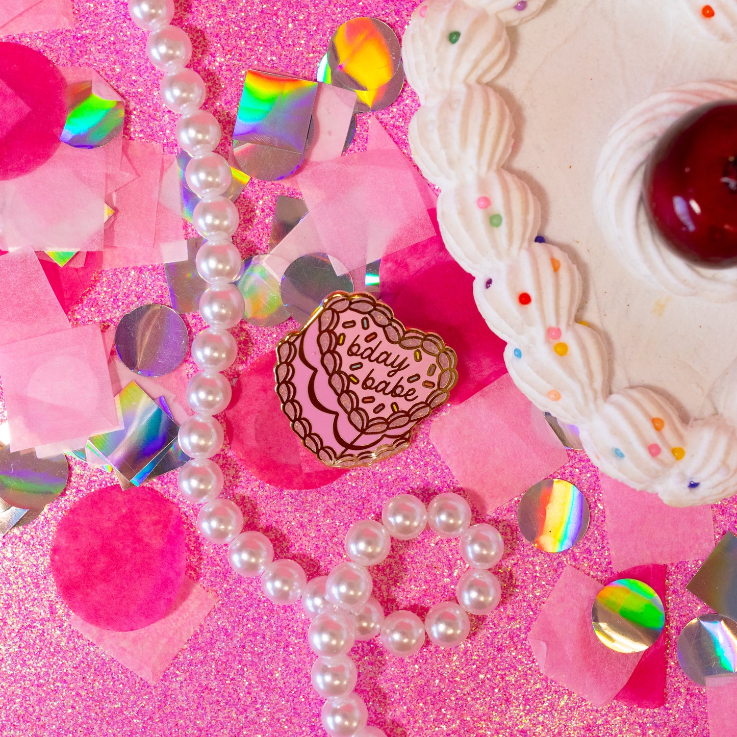 pink cake bday pin