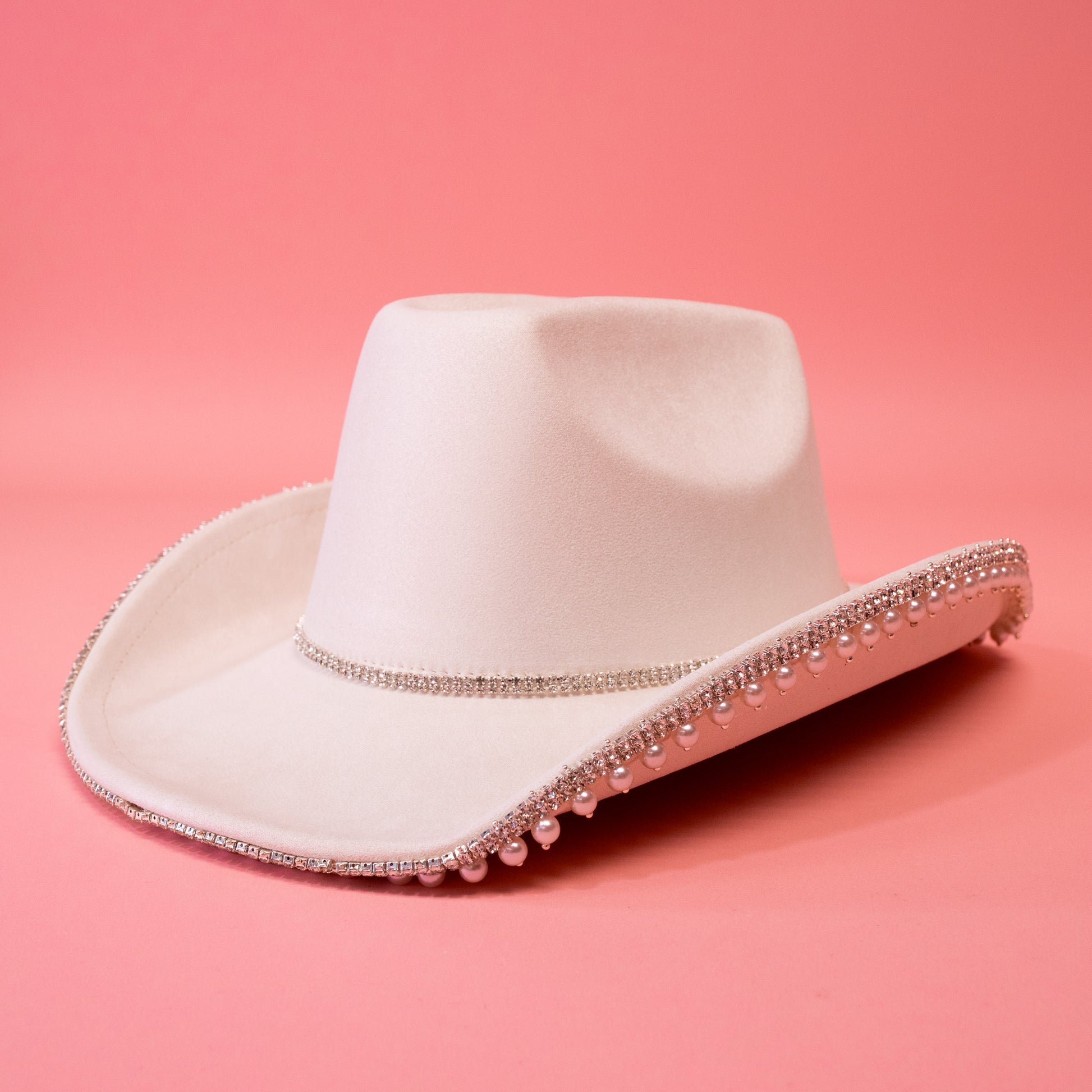 ivory pearl and rhinestone cowgirl hat