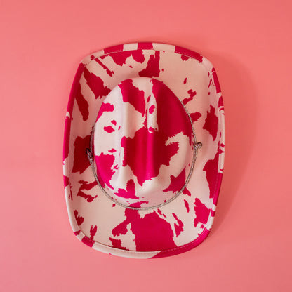 pink cow print rhonestone hat