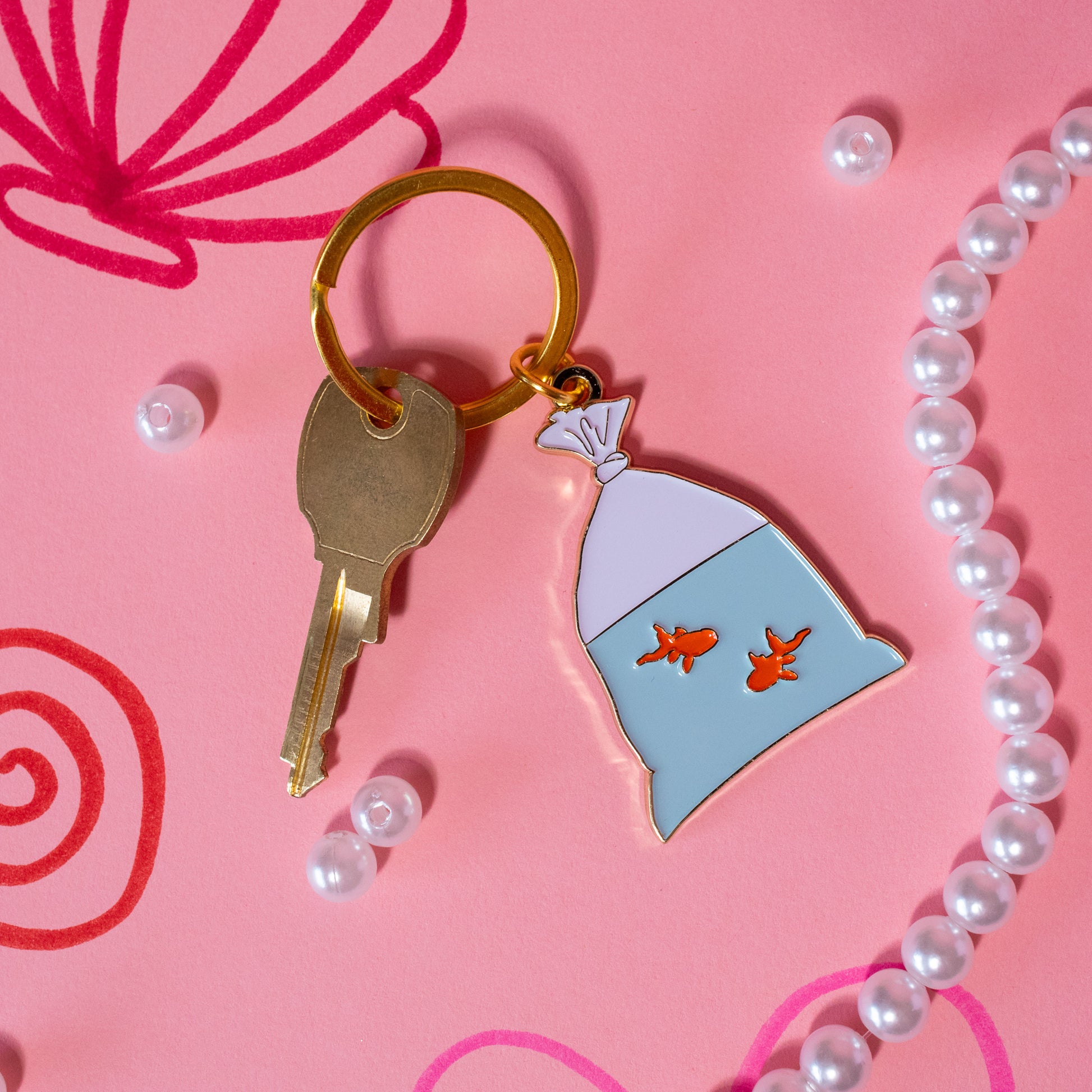 whit blue and orange keychain