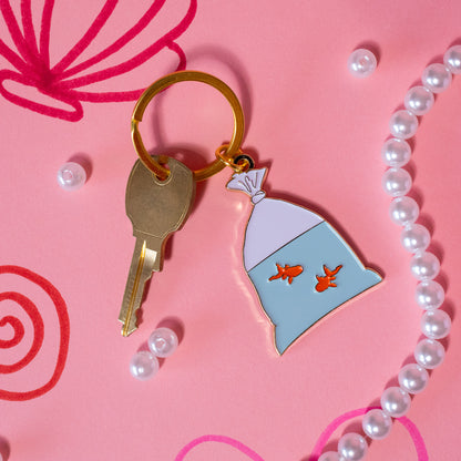 whit blue and orange keychain