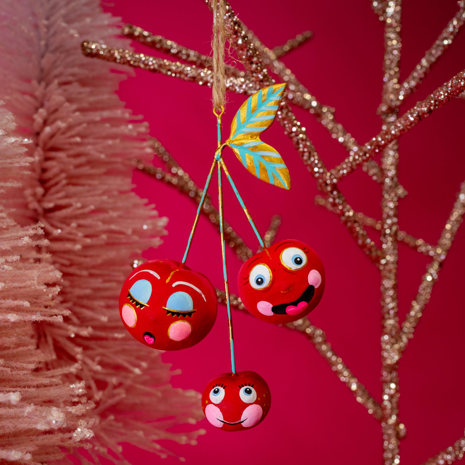 cherry family christmas ornaments