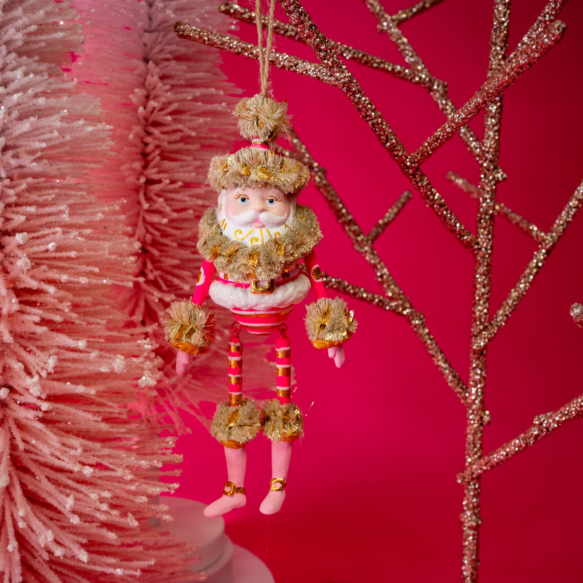pink cartoon figure christmas ornament