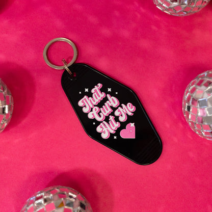 that curb hit me pink and black keychain