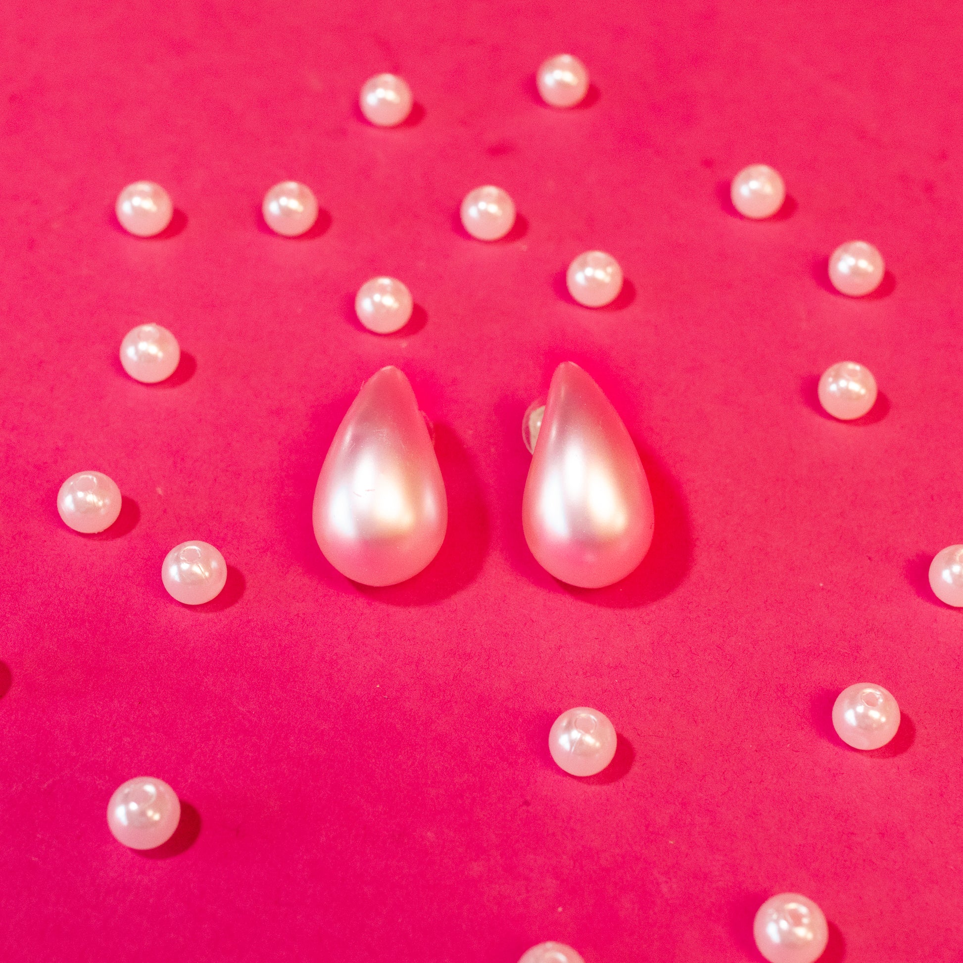 pink pearl teardrop earrings