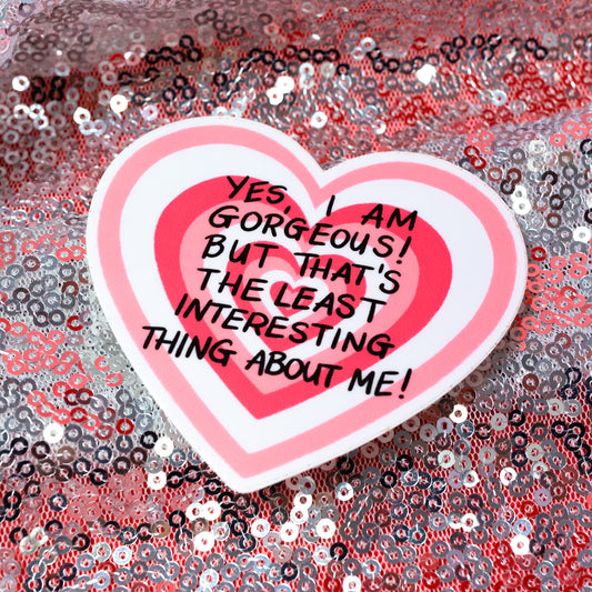 I Am Gorgeous Retro Heart Vinyl Sticker - Gasp