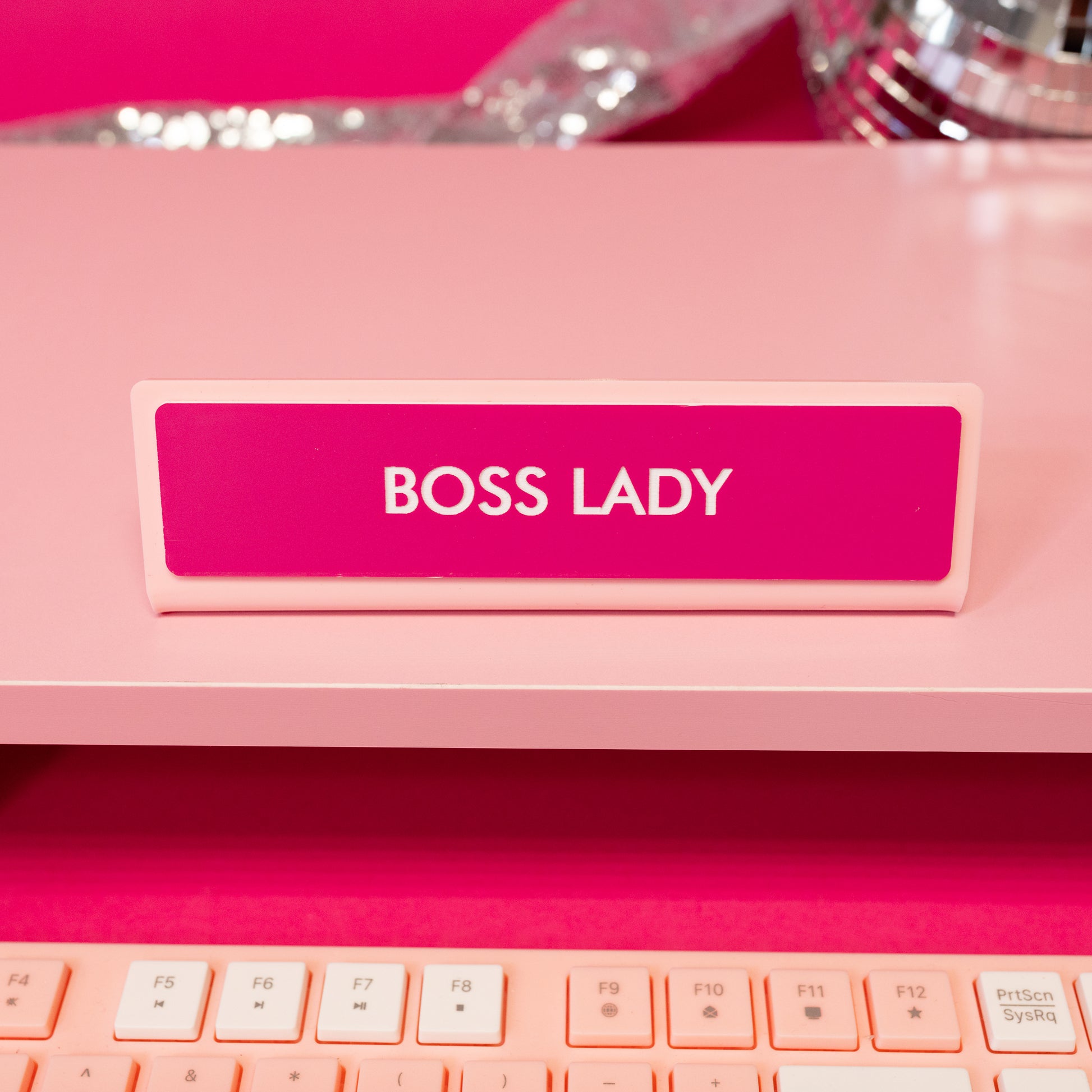 boss lady pink desk sign