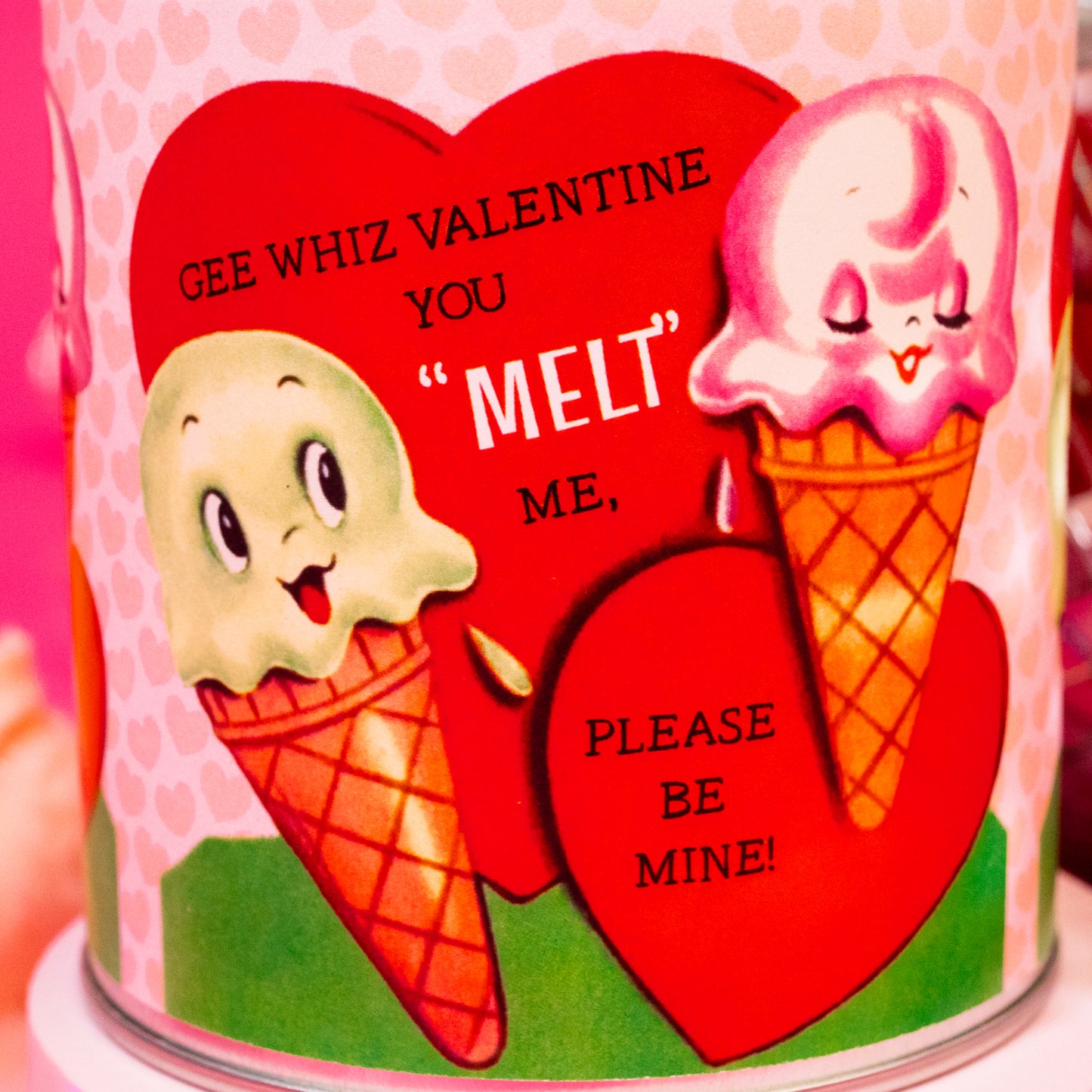 jar candle with ice cream cones and hearts