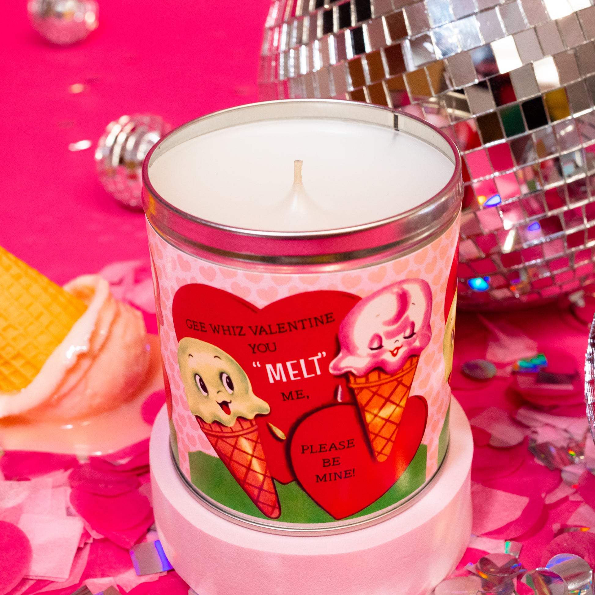 hearts and ice cream valentines candle