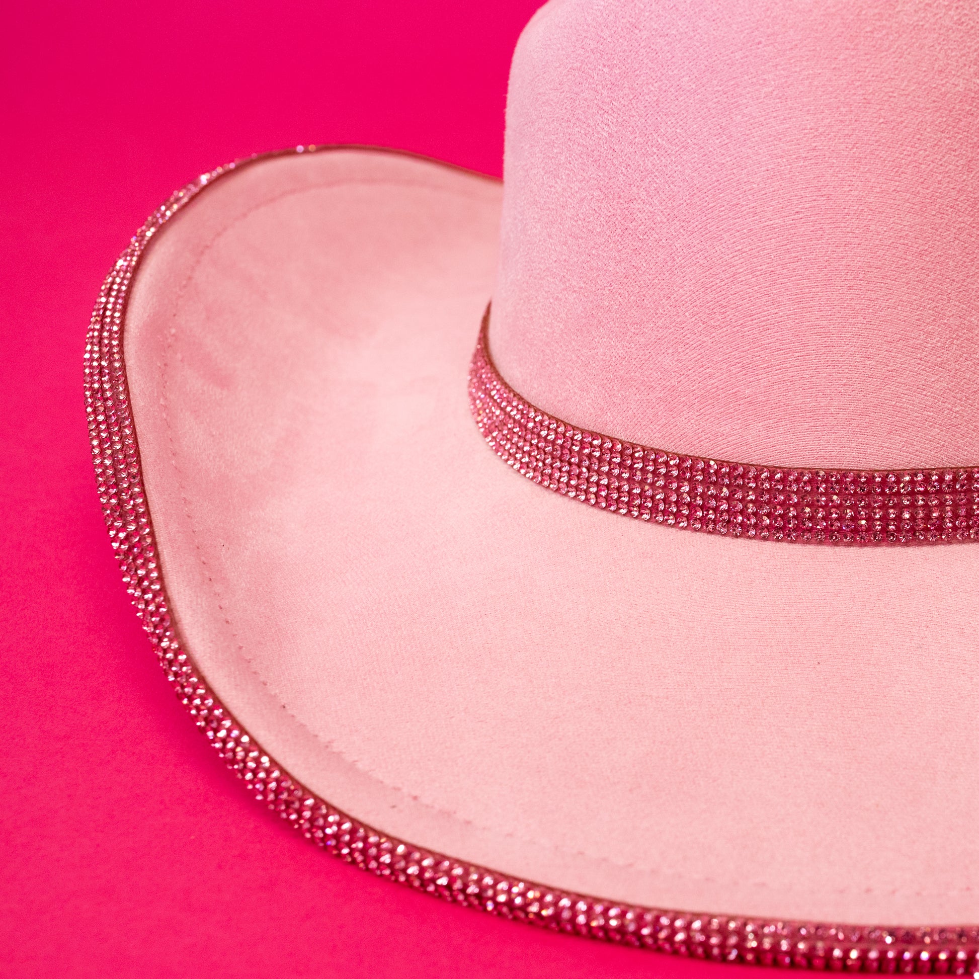 pink rhinestones on pink cowboy hat 