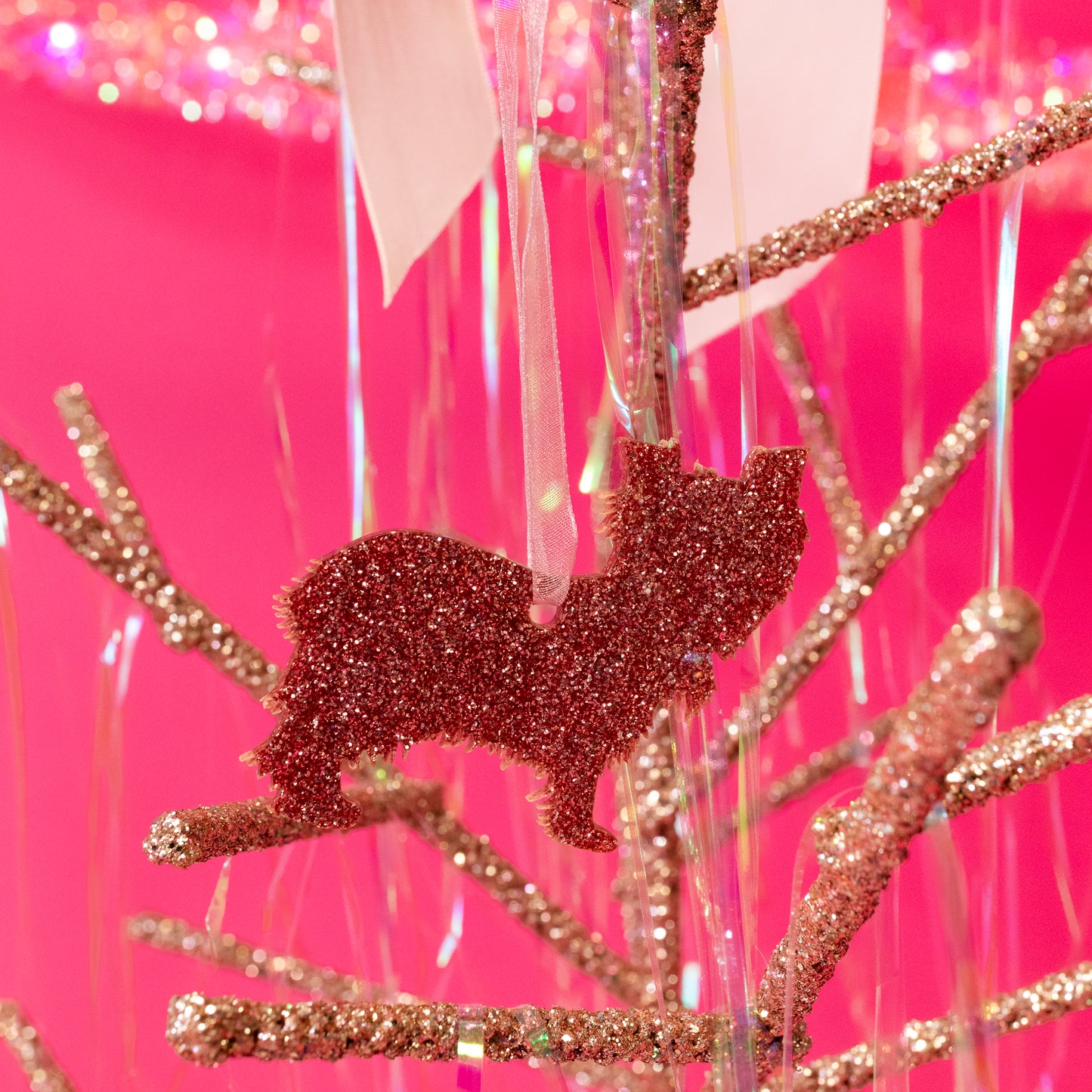 Glitter Acrylic Dog Ornaments - Gasp