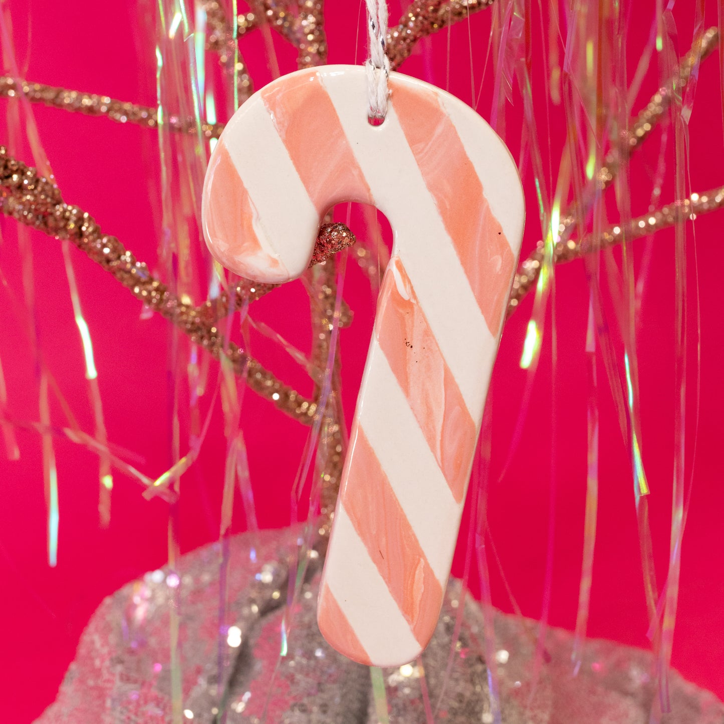 Pink Candy Cane Ornament - Gasp