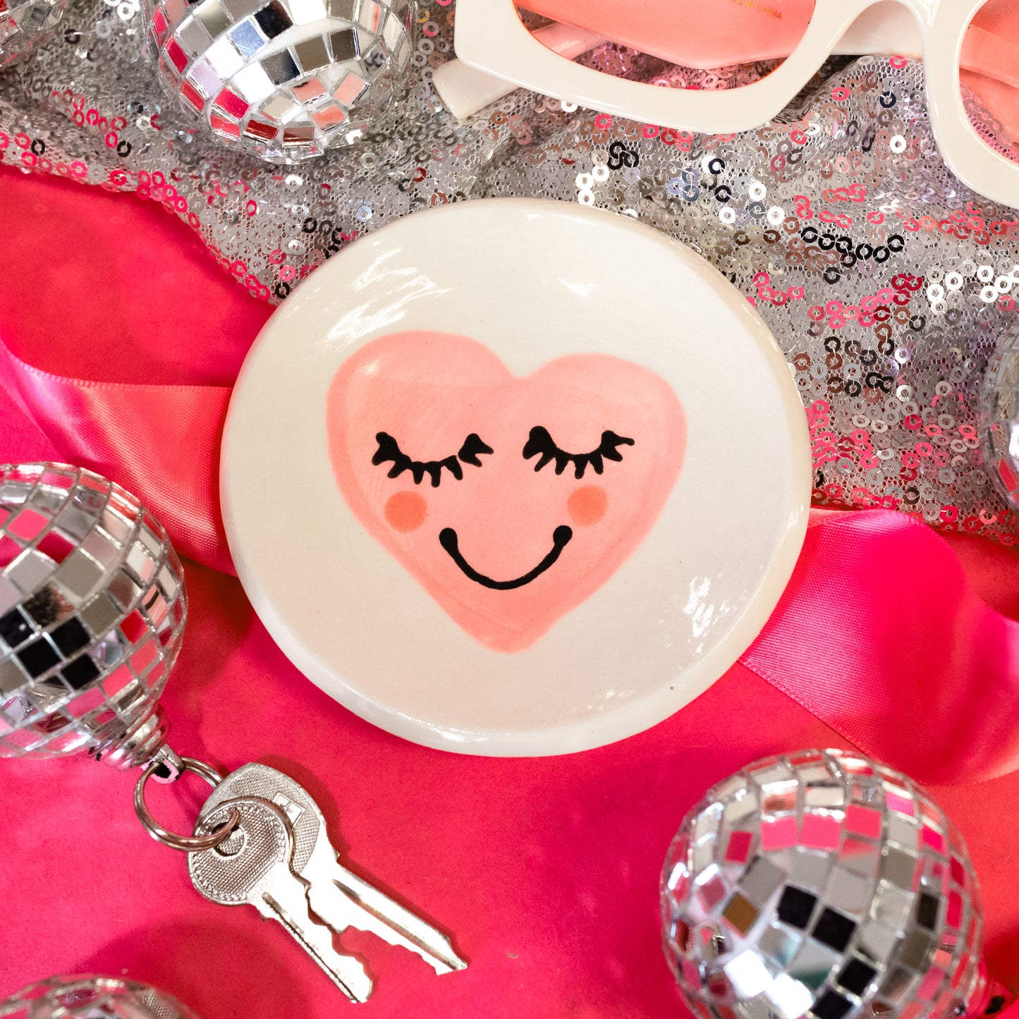 pink heart on white dish