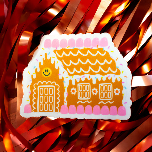 gingerbread house with sprinkles and gum drops