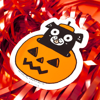 Pug Pumpkin Vinyl Sticker - Gasp