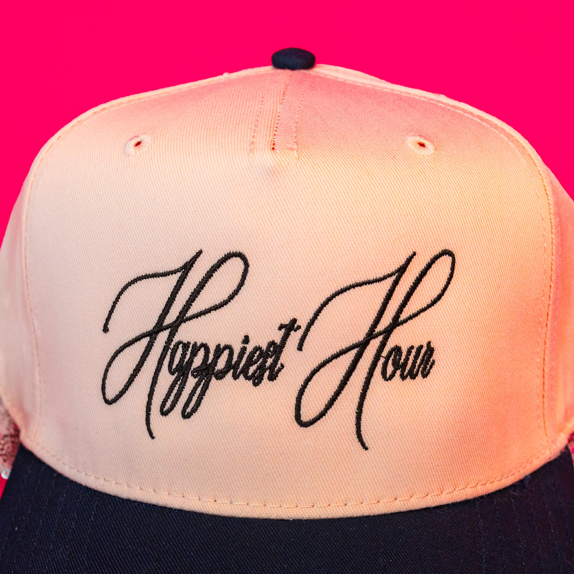 cream ha with happiest hour embroidered
