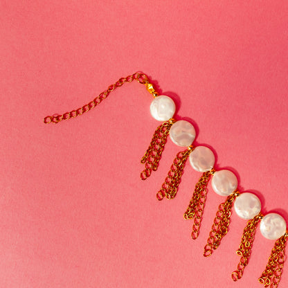 Shell Pearl And Chain Fringe Bracelet - Gasp
