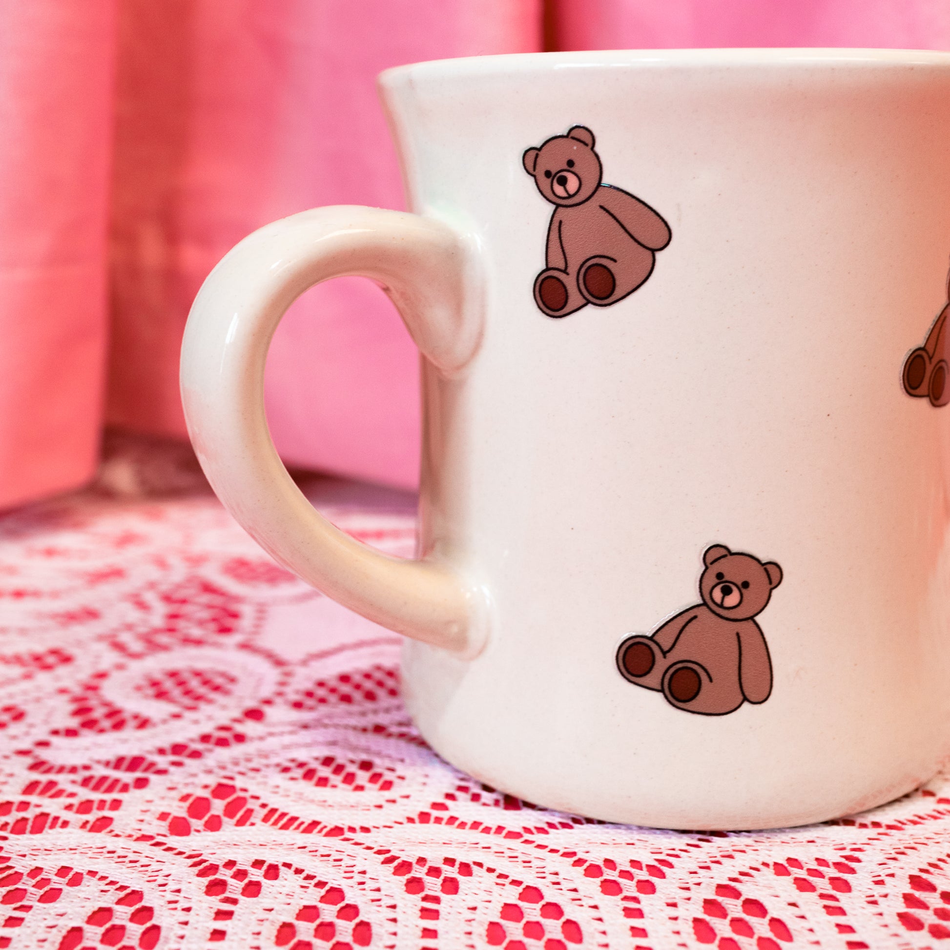 brown teddy bears on white mug