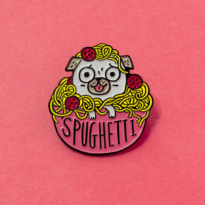 Pug Spaghetti Enamel Pin - Gasp