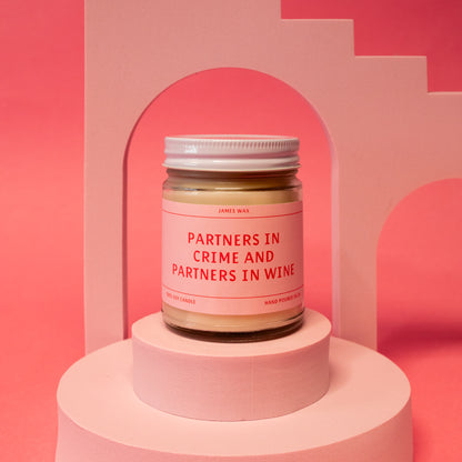 Partners in crime and wine jar candle