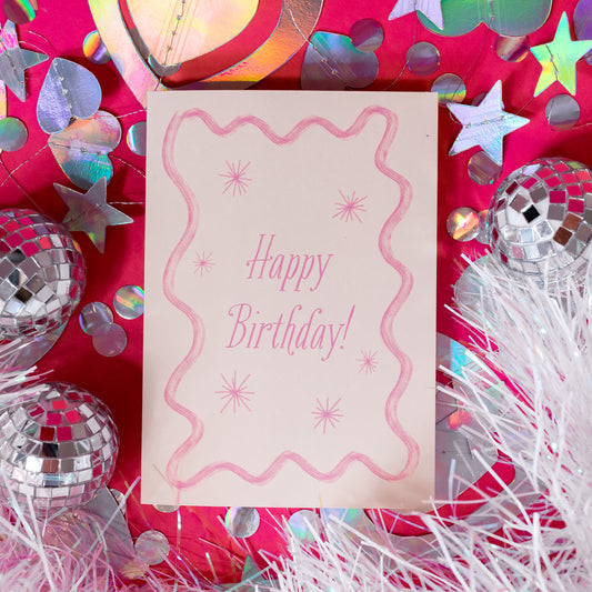 pink card with pink words