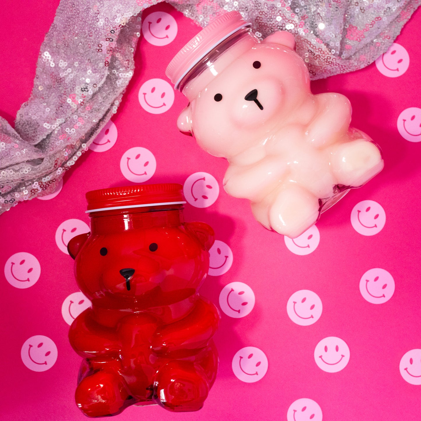 white and red bear candles