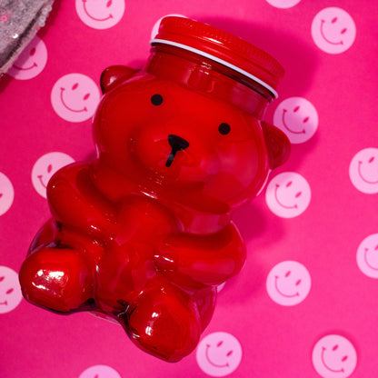 red teddy bear candle