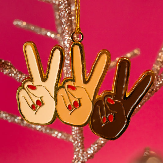 Peace Hand Group Ornament