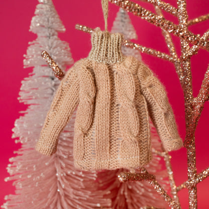 Cable Knit Sweater Ornament Tan