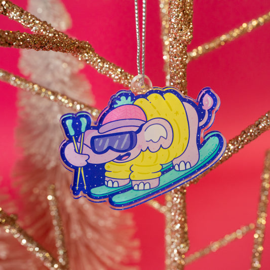Ski Elephant Acrylic Christmas Ornament