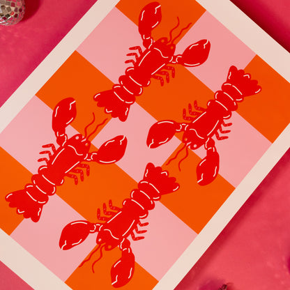 Checkered Lobster Wall Print