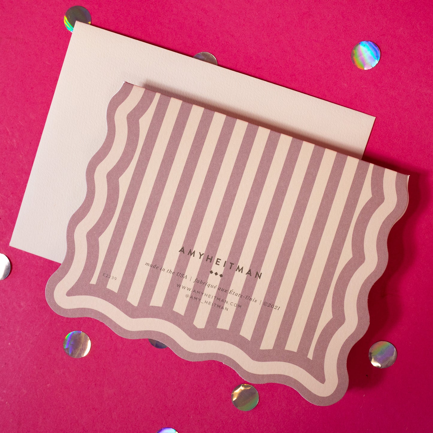 Cheers Striped Scalloped Edge Card