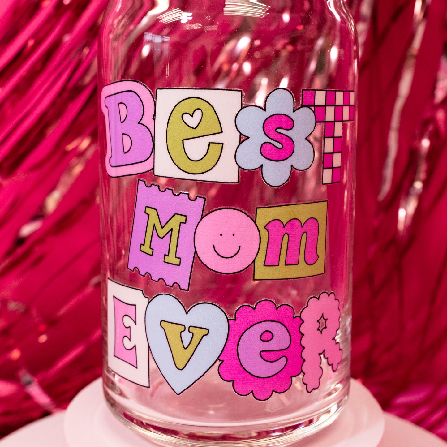 retro best mom ever beer can glass