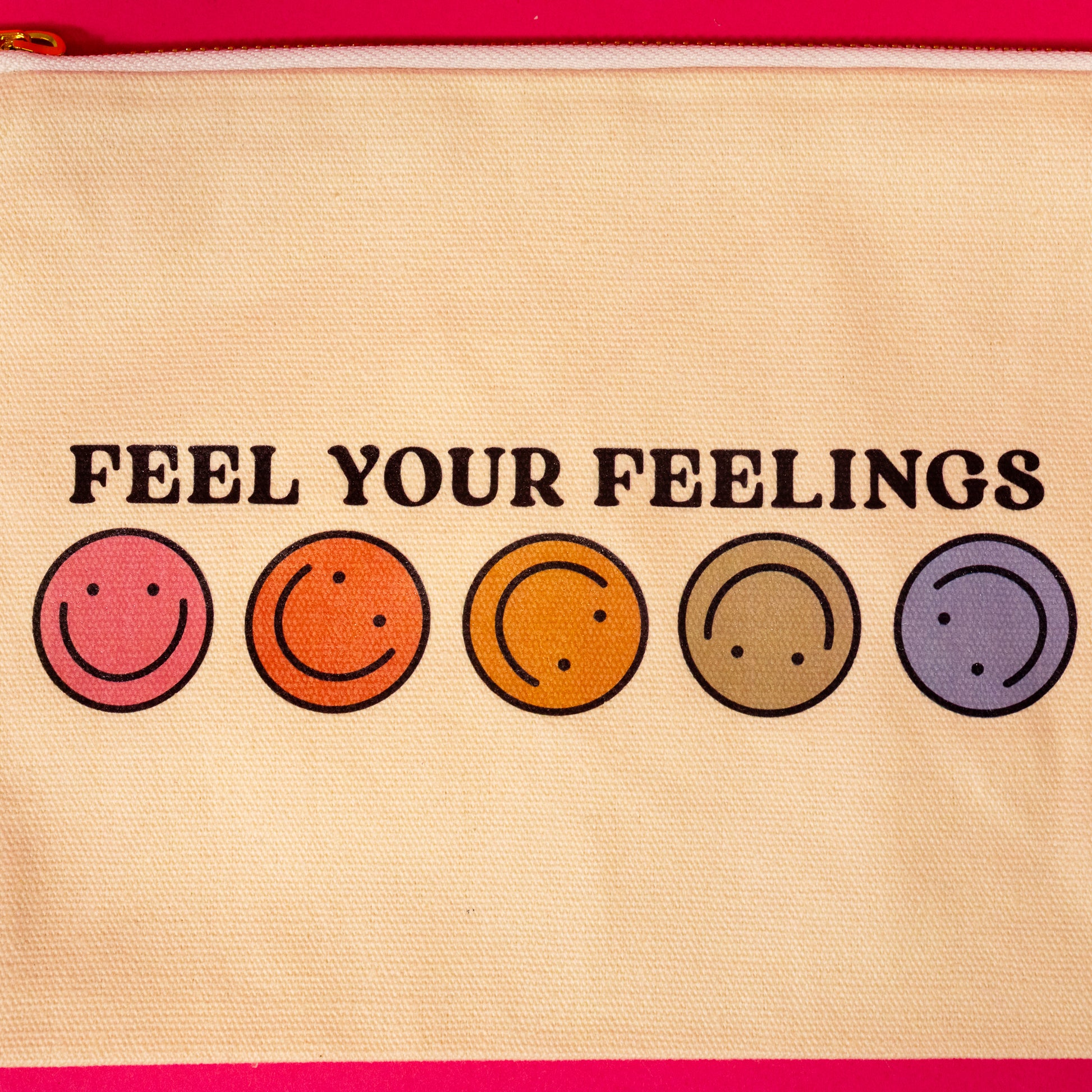 Feel Your Feelings Smiley Travel Pouch - Gasp