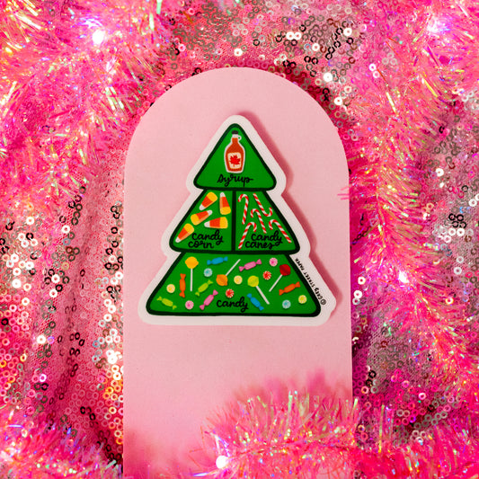 christmas tree sticker with holiday candy