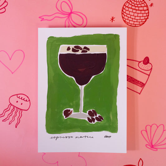 green and brown espresso martini print